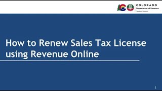 How to Renew Your Colorado Sales Tax License Using Revenue Online