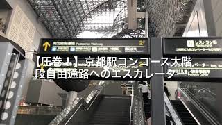 【東芝と三菱】京都駅コンコース天まで連なるエスカレーター！[long escalator]