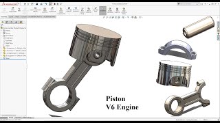 Piston V6 Engine SolidWorks Tutorial 2021! Learn from homee :D