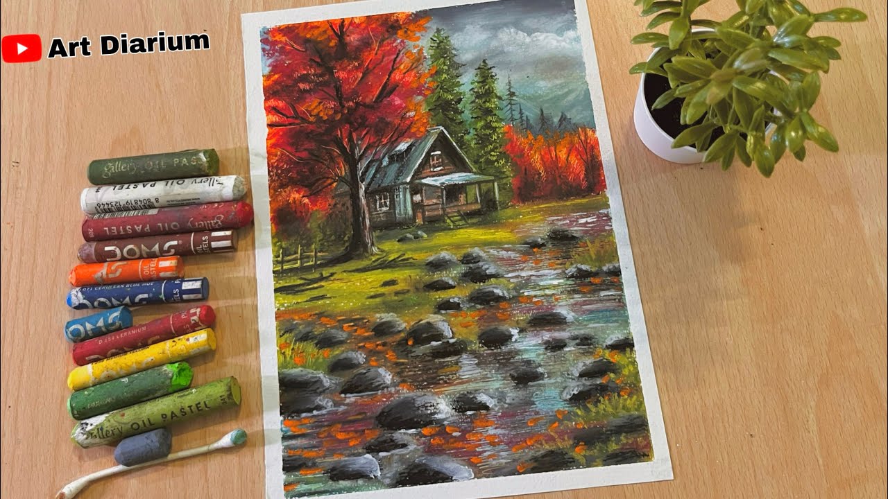Creating A Stunning River Landscape Oil Pastel Drawing Tutorial
