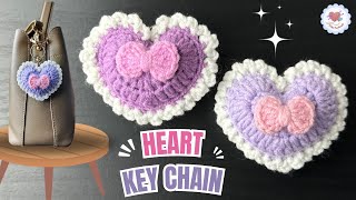 Cute 🩷💜 Crochet Heart Key Chain  / Crochet Tutorial