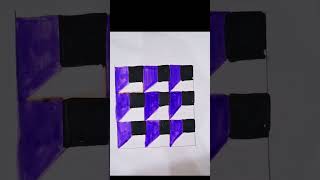 Simple Drawing With Squares on the Checker PaperFun easy optical illusion art #SHOrts How  Draw a3D