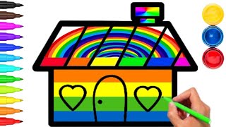 How To Draw A Rainbow House | Step By Step| Drawing For Kids