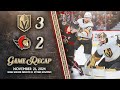 HIGHLIGHTS | Vegas Golden Knights 3, Ottawa Senators 2 | Nov. 21, 2024