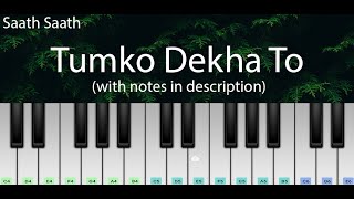 Tumko Dekha To (Saath Saath) | Easy Piano Tutorial with Notes | Perfect Piano