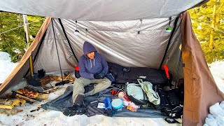 Solo Winter Camping in a Hot Tent