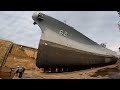 Amazing views of historic USS New Jersey battleship while in dry dock for maintenance