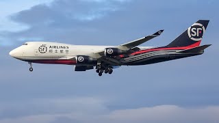 (4K) Stunning livery! SF Airlines 747-400F landing, taxi and take-off at Liège airport