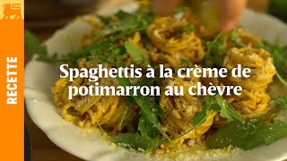 Spaghettis à la crème de potimarron au chèvre