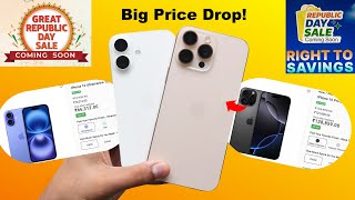 iPhone 16 Big Price Drop ! 😍 Flipkart \u0026 Amazon Republic Day Sale 🔥 (HINDI)