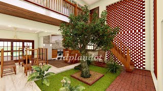 പ്രകൃതി ഇനി വീടിനുള്ളിൽ !1345sqft Courtyard house|Kerala Nalukettu House|Kerala Home Design