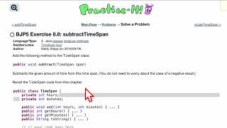 Java Practice It | Exercise 8.8 subtractTimeSpan | classes, instance methods