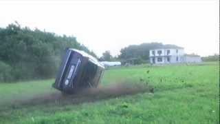 Saab 9000 rollover crash caught on tape