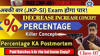 Percentage (Class-07) || Decrease Increase Concept || Free JKP-SI Course 2021.