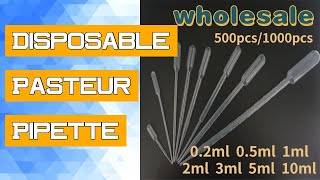 Disposable Pasteur Pipette Dropper Graduated 0.2ml/0.5ml/1ml/2ml/3ml/5ml/10ml Eye Transfer Laborator