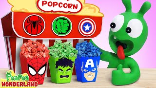 Pea Pea Plays with Superhero Popcorn Vending Machine | Funny cartoon for kid - P