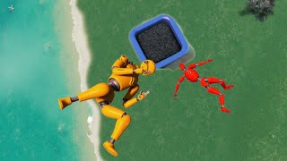 GTA 5 Crash Test Dummy • Crazy Water Trampoline Jumps and Fails!