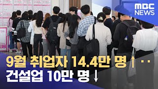 9월 취업자 14.4만 명↑‥ 건설업 10만 명↓ (2024.10.16/930MBC뉴스)