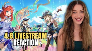 SUMMER EVENT TIME, NATLAN PREVIEW, NEW SKINS!! GENSHIN IMPACT 4.8 LIVESTREAM REACTION