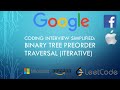 Coding Interview Tutorial 46: Binary Tree Preorder Traversal (Iterative) [LeetCode]