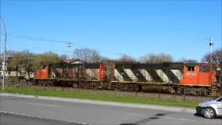 3 OLD CN SWITCHER LOCOMTIVES WITH BOXCAR IN MONTREAL EAST