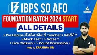 IBPS SO AFO Foundation Batch 2024 Start | IBPS AFO Preparation 2024 | By Krashna Sir