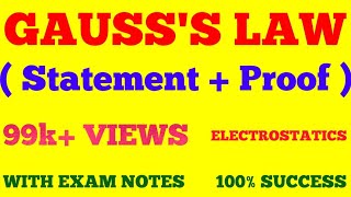 GAUSS'S LAW | GAUSS THEOREM | STATE AND PROOVE GAUSS LAW | GAUSS LAW ELECTROSTATICS | WITH NOTES |