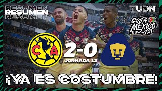 Resumen y goles | América 2-0 Pumas | Grita México BBVA AP2021 - J12 | TUDN