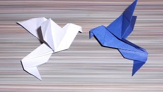 Origami peace dove of paper with their hands