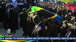 Tazama mwili wa hayati John Magufuli ulivyowasili Kanisa la Mt Petro kwa ibada