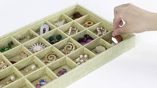 Mebbay Stackable Sackcloth Jewelry Trays Organizer Set with Clear Lid, Jewelry Storage Displ Reviews