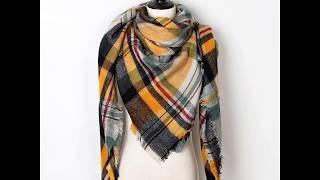 Plaid Triangle Winter Scarf