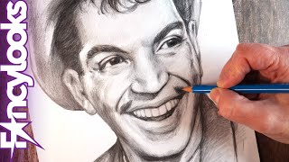 Cómo copiar retrato de hombre a lápiz-Cantinflas-paso a paso