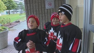 Syrian boys first hockey game