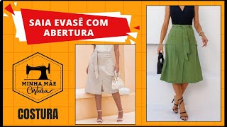 Saia evasê com abertura - costura