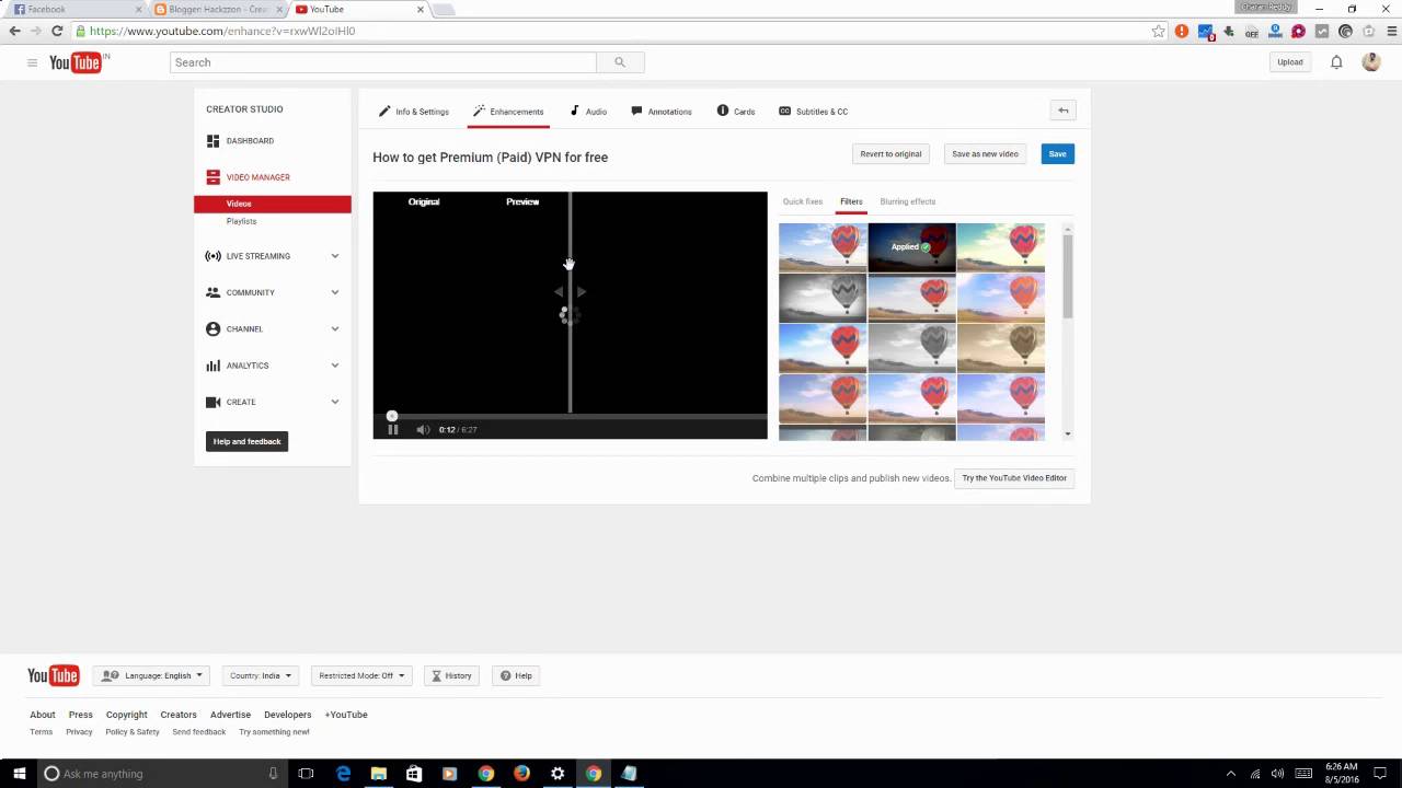 How To Enhance Filter Videos Using Youtube Editor Youtube