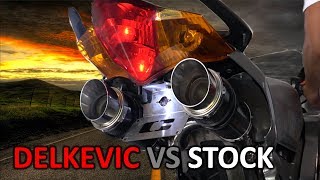 VFR800 Stock exhaust vs Delkevic Slip on