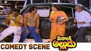 Chiranjeevi & Brahmanandam Hides From Vijayashanthi | ANR | Mechanic Alludu Comedy Scenes