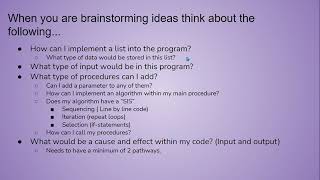 AP CSP Create Task Part 1- The Brainstorm