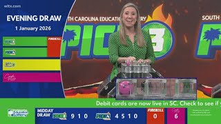 Evening SC winning lottery numbers for Jan. 1, 2026