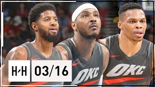 OKC Thunder BIG 3 Full Highlights vs Clippers 2018.03.16 - Russell Westbrook, Paul George & Carmelo