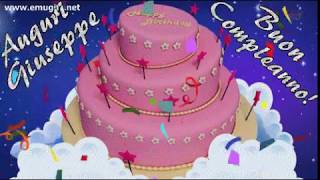 [GIF] Auguri Buon Compleanno Giuseppe GIF Animata Torta con Scritta Glitter per Festeggiare