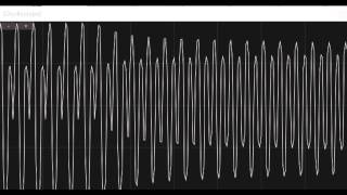 Oscilloscope display for low and high notes
