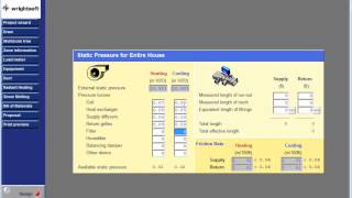 [Wrightsoft] Example Duct Design (Step 2) The Static Pressure Page - Initial Setup