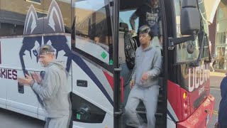 UConn Men's Basketball team arrive to campus following National Championship victory