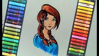 Drawing A Girl With Oil Pastels Step By Step