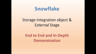 End to End Demo of Storage Integration in Snowflake