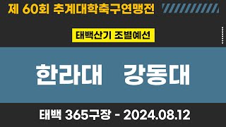 제60회 추계대학축구ㅣ한라대 vs 강동대ㅣ태백산기 조별예선ㅣ365구장ㅣ고원관광 휴양 레저스포츠도시 태백 제60회 추계대학축구연맹전ㅣ24.08.12