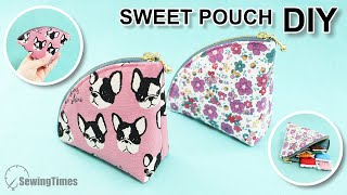 DIY SWEET POUCH BAG | Fan shape Coin Purse Sewing Pattern & Easy Tutorial [sewingtimes]