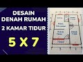 Desain Denah Rumah Ukuran 5 X 7 Meter 2 Kamar Tidur